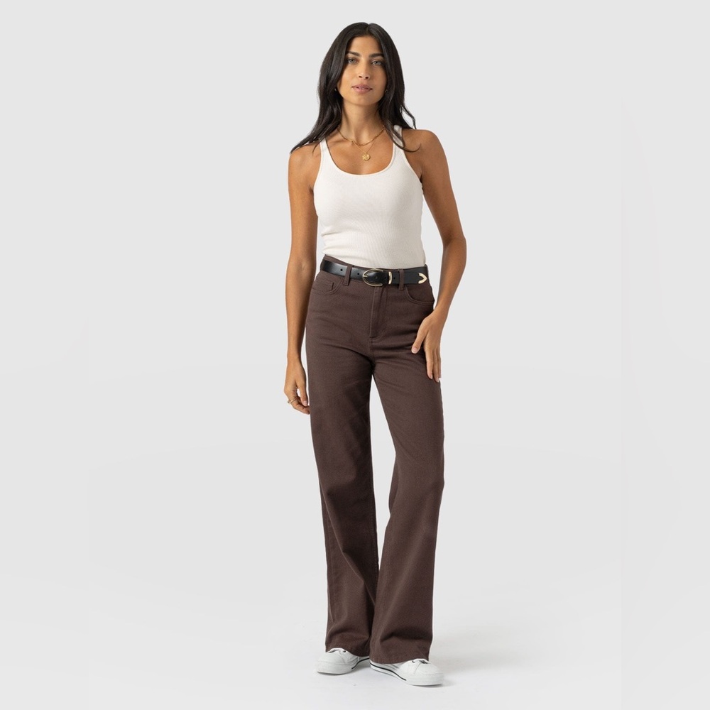 NWT Saint + Sofia Wide Leg Jean in Brown